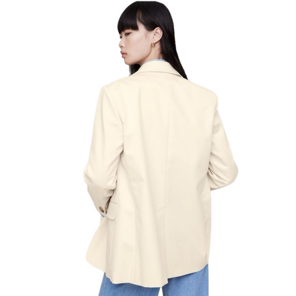 New! Banana Republic Cotton Blazer in Creamy White, Size 14 - Picture 2 of 5